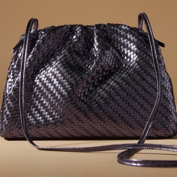 Anthropologie Handbags - Anthropologie The Frankie Clutch purple Metallic Crossbody Option